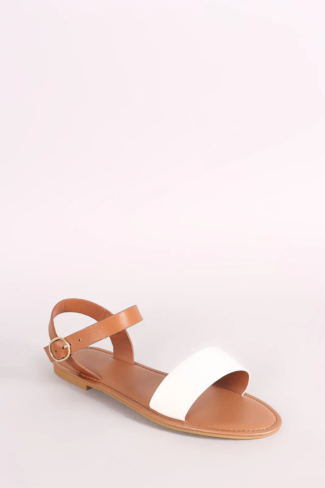 Bamboo One Band Ankle Strap Flat Sandal