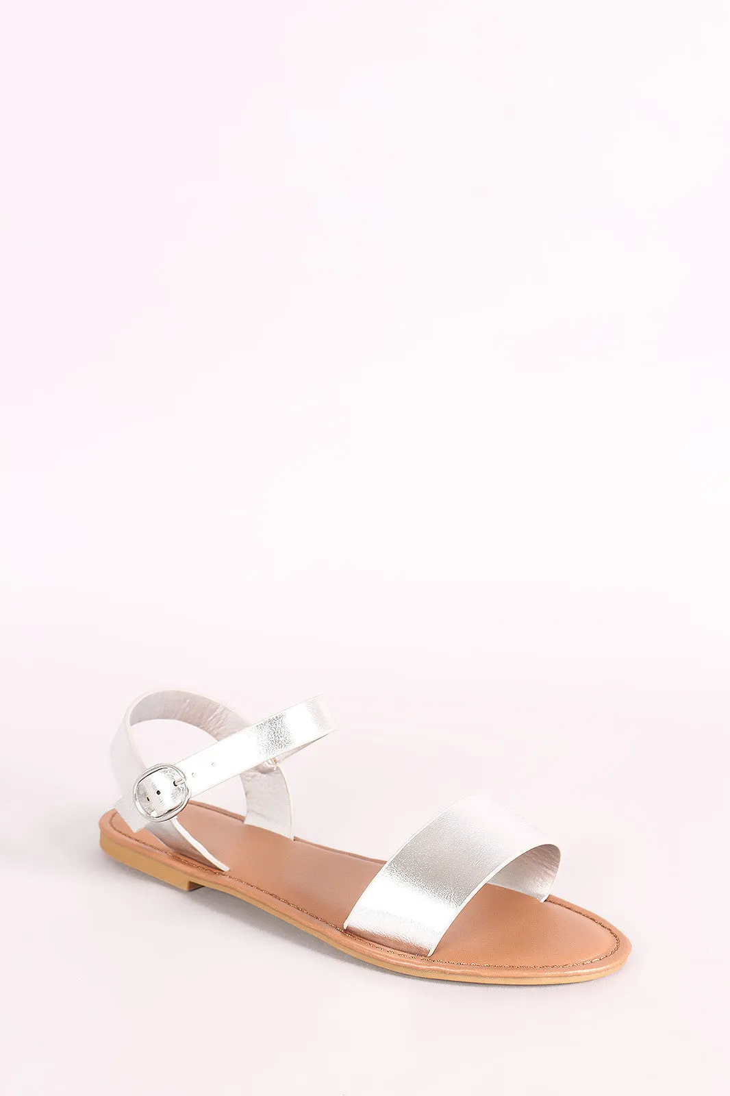 Bamboo One Band Ankle Strap Flat Sandal