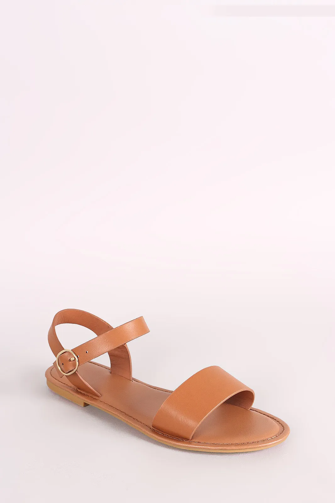 Bamboo One Band Ankle Strap Flat Sandal