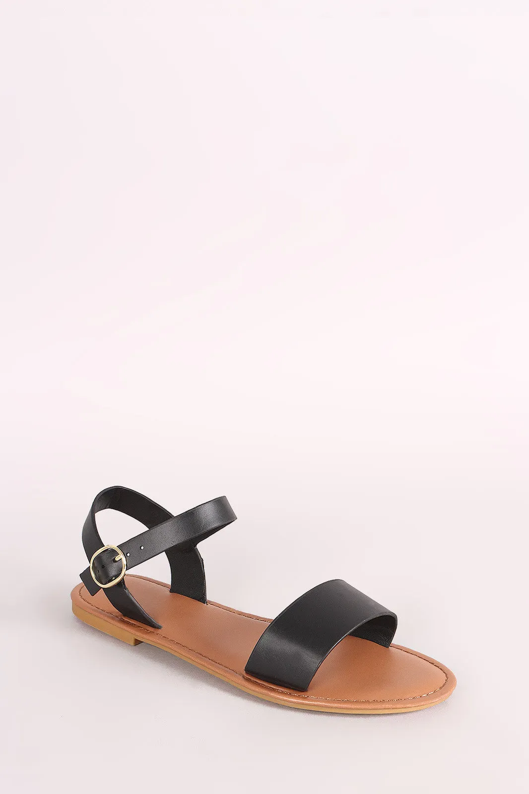 Bamboo One Band Ankle Strap Flat Sandal