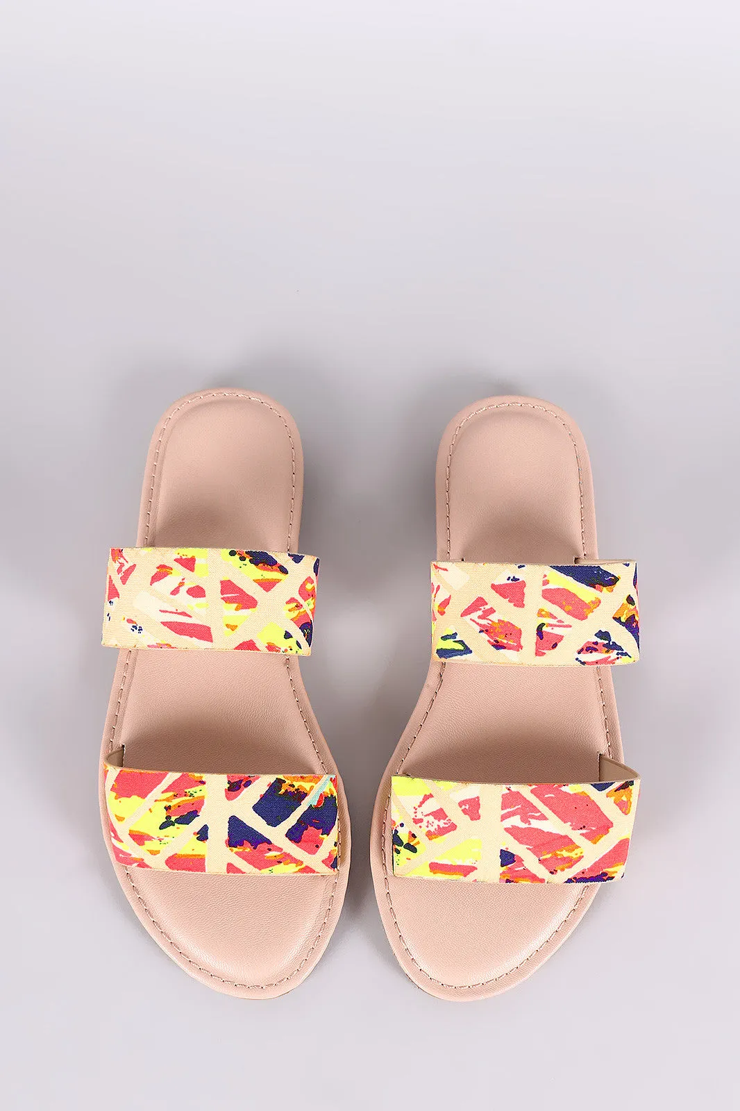 Bamboo Watercolor Double Band Slide Sandal