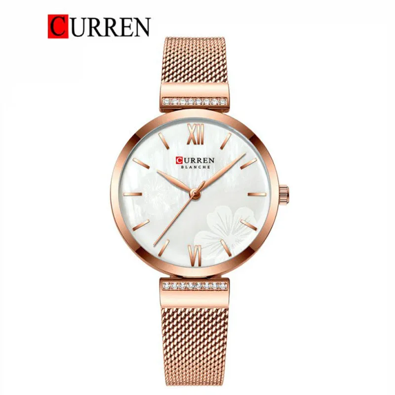 CURREN Original Brand Mesh Band Wrist Watch For Women With Brand (Box & Bag)-9067