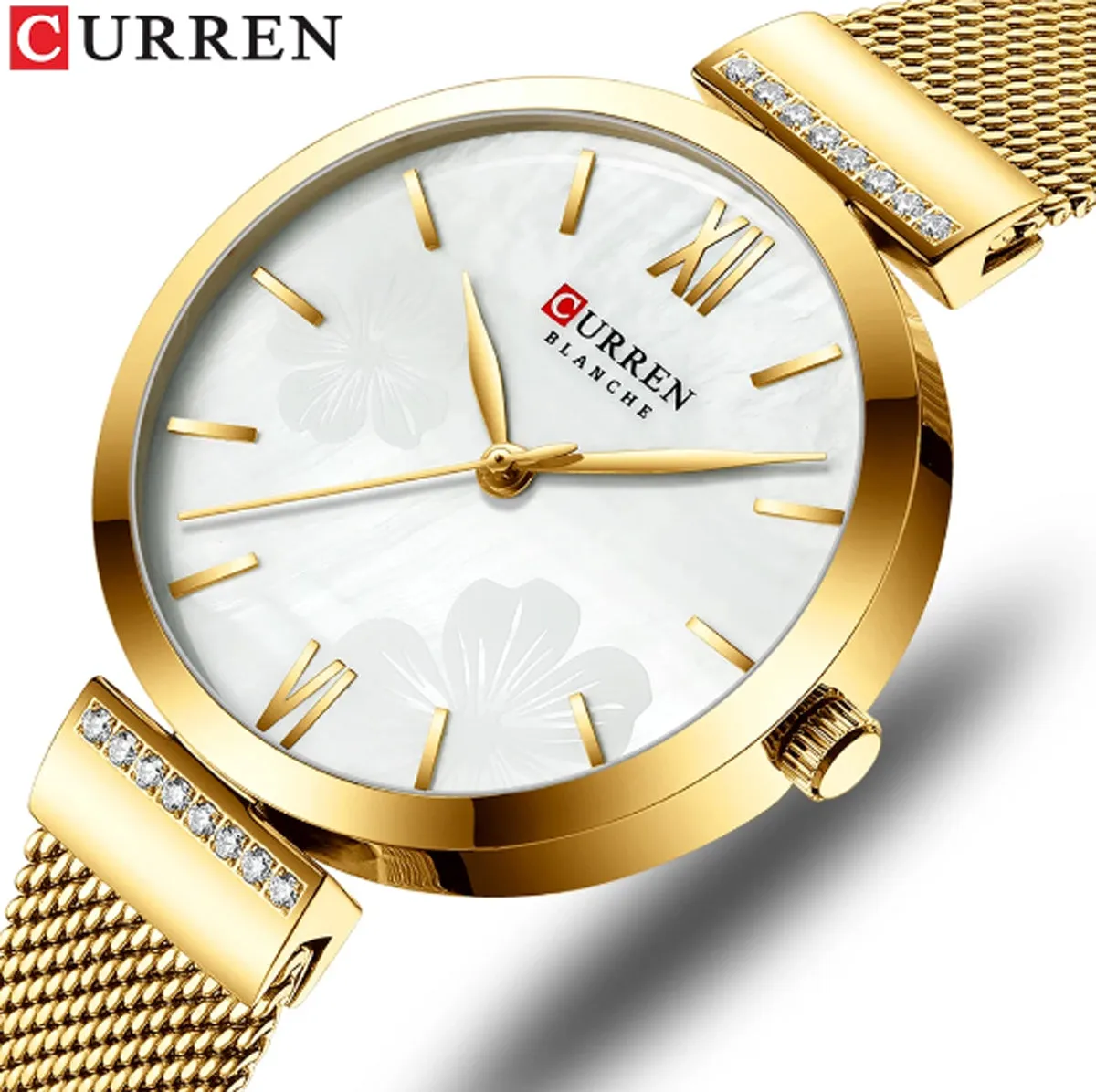 CURREN Original Brand Mesh Band Wrist Watch For Women With Brand (Box & Bag)-9067