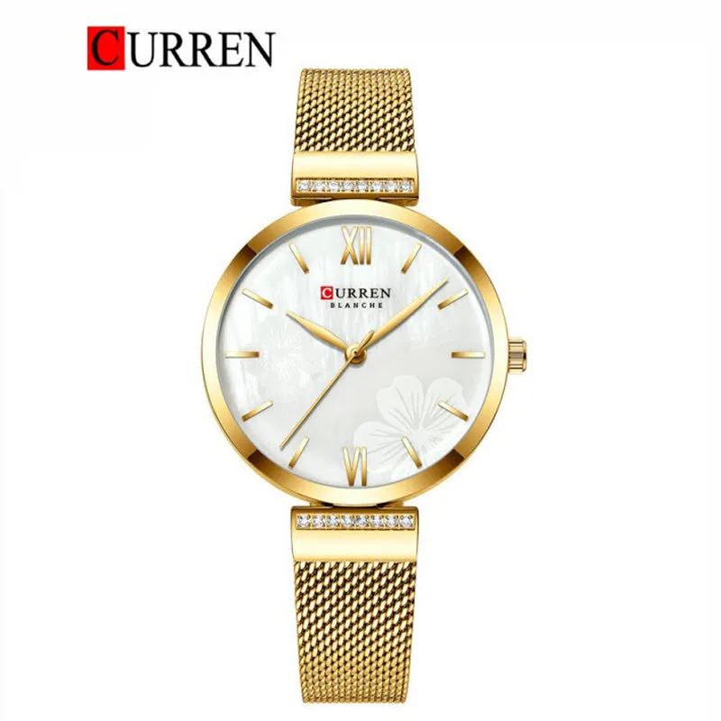 CURREN Original Brand Mesh Band Wrist Watch For Women With Brand (Box & Bag)-9067