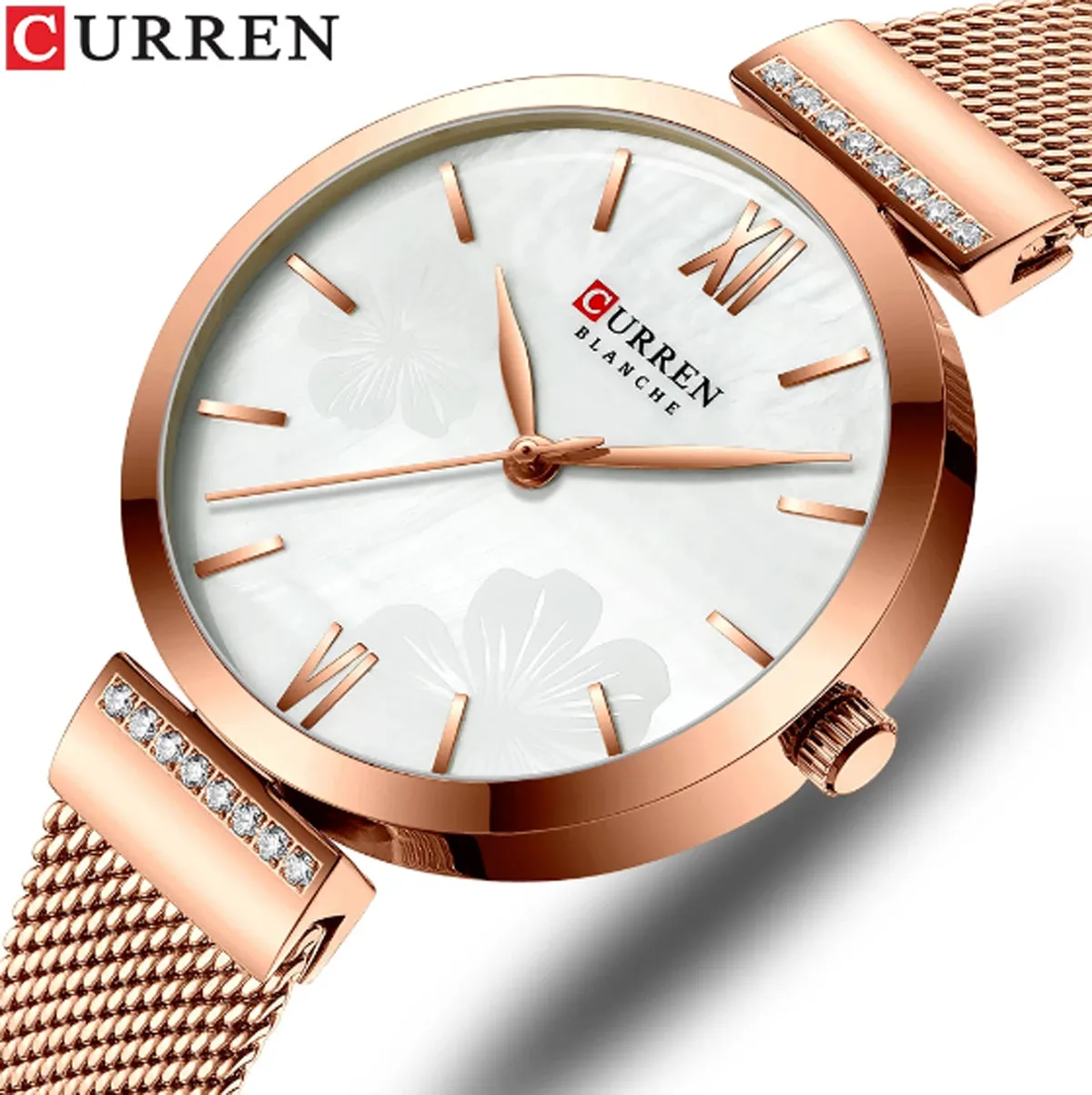 CURREN Original Brand Mesh Band Wrist Watch For Women With Brand (Box & Bag)-9067