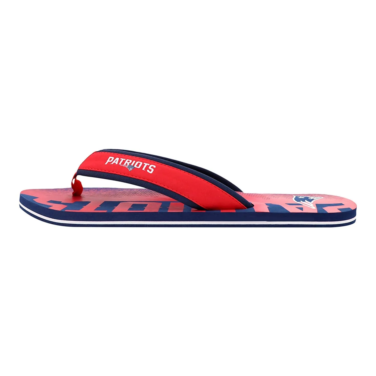 FOCO NFL Men's New England Patriots Contour Fade Wordmark Flip Flop Sandals