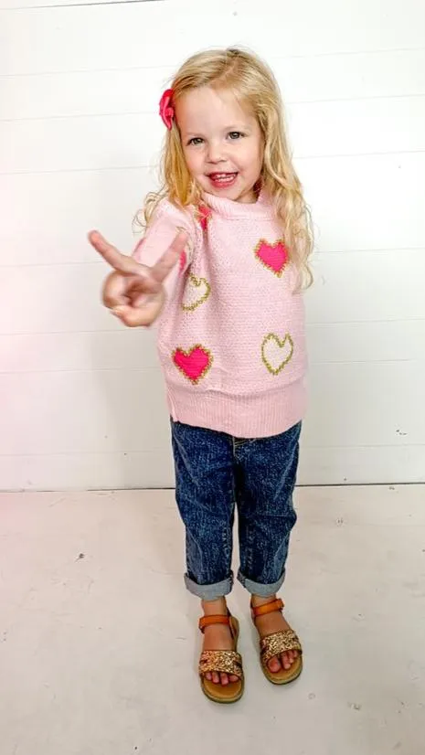 Girls Love Is In The Air Pink Heart Sweater