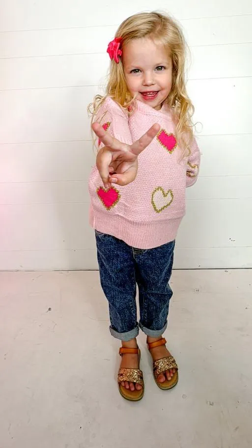 Girls Love Is In The Air Pink Heart Sweater