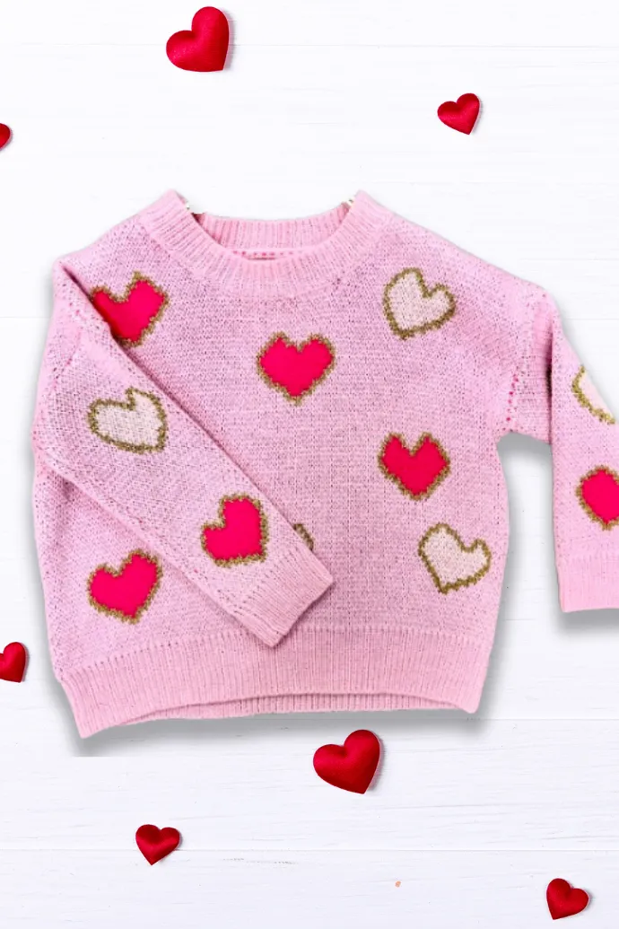 Girls Love Is In The Air Pink Heart Sweater