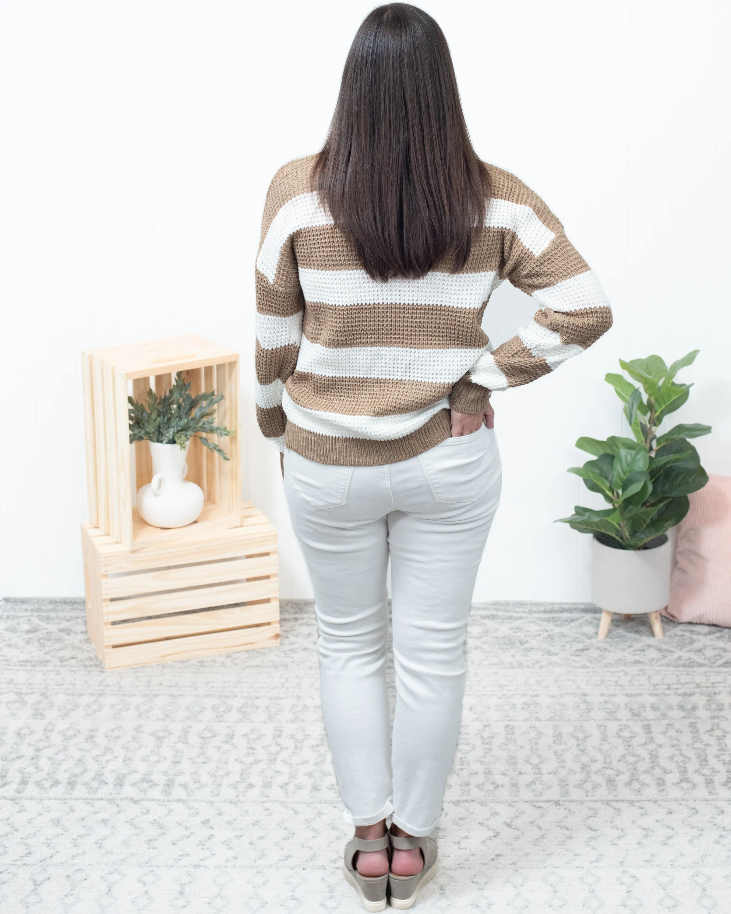 Longing For You - VNeck Long Sleeve Color Block Knit Sweater