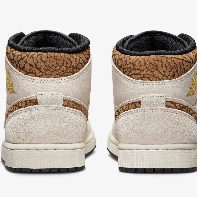 Nike Men's Air Jordan 1 Mid SE Shoes - Orewood Brown / British Tan / Metallic Gold