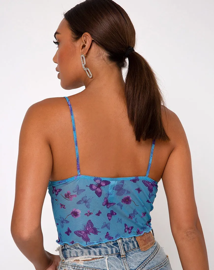 Penika Cami Top in Mesh Butterfly Azure