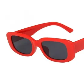 Red Rectangle Sunglasses Women Vintage Brand