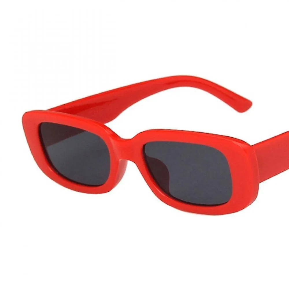 Red Rectangle Sunglasses Women Vintage Brand