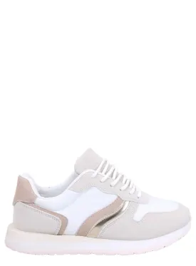 TEEK - White Beige Gold Laced Sneakers