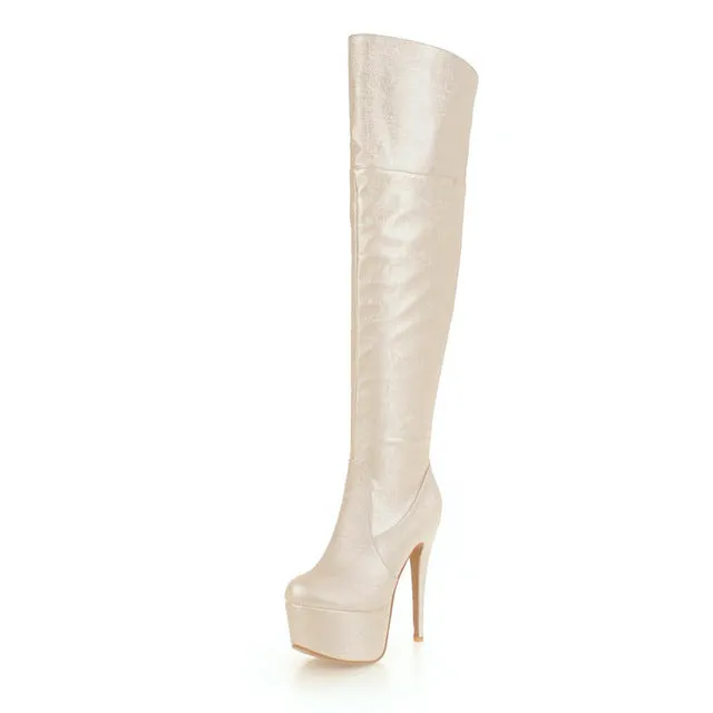 Thin High Heels Zip Up Over The Knee Party Boots