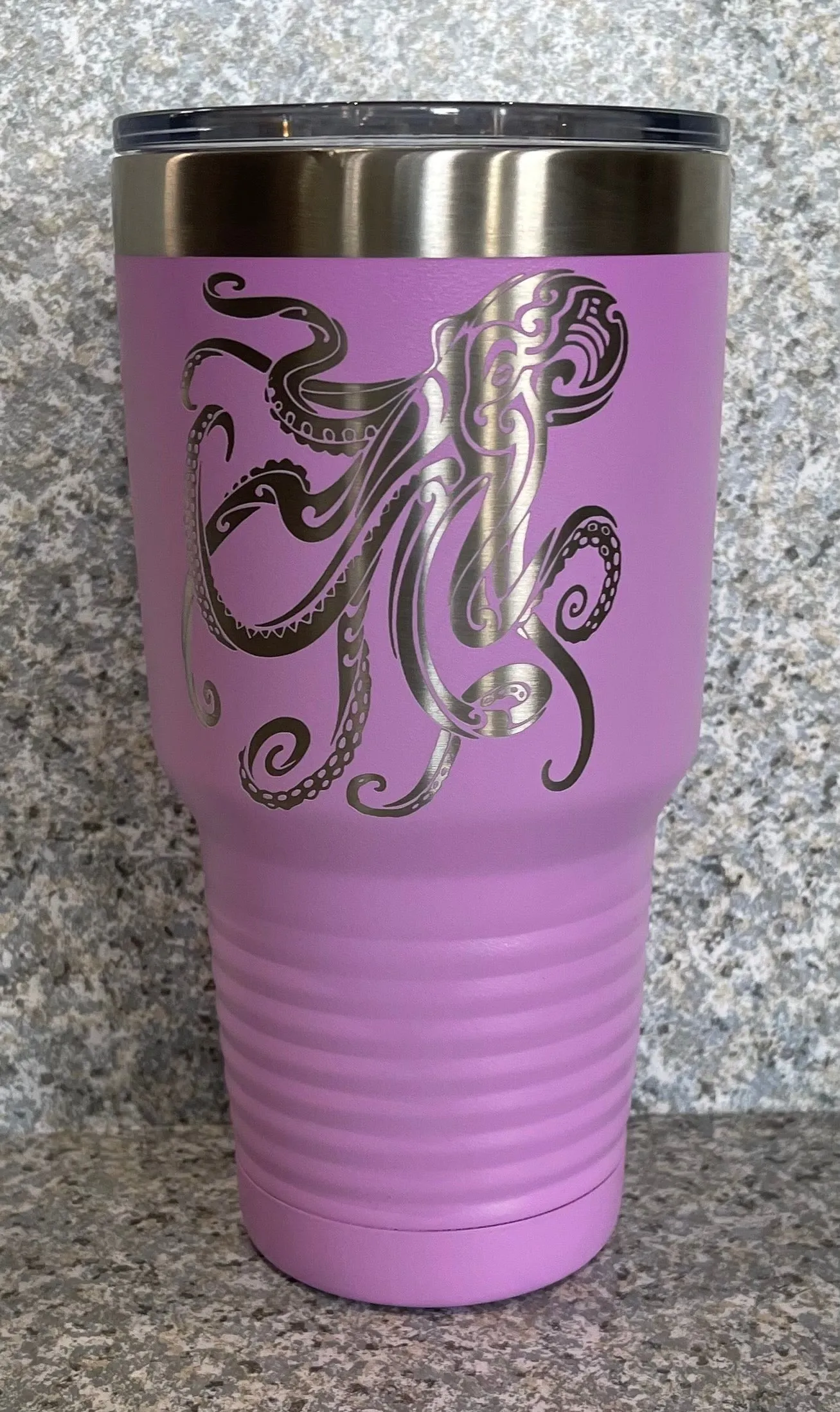 This is a 30oz Insulated Tumbler with the Tribal Octopus Design with 1 name