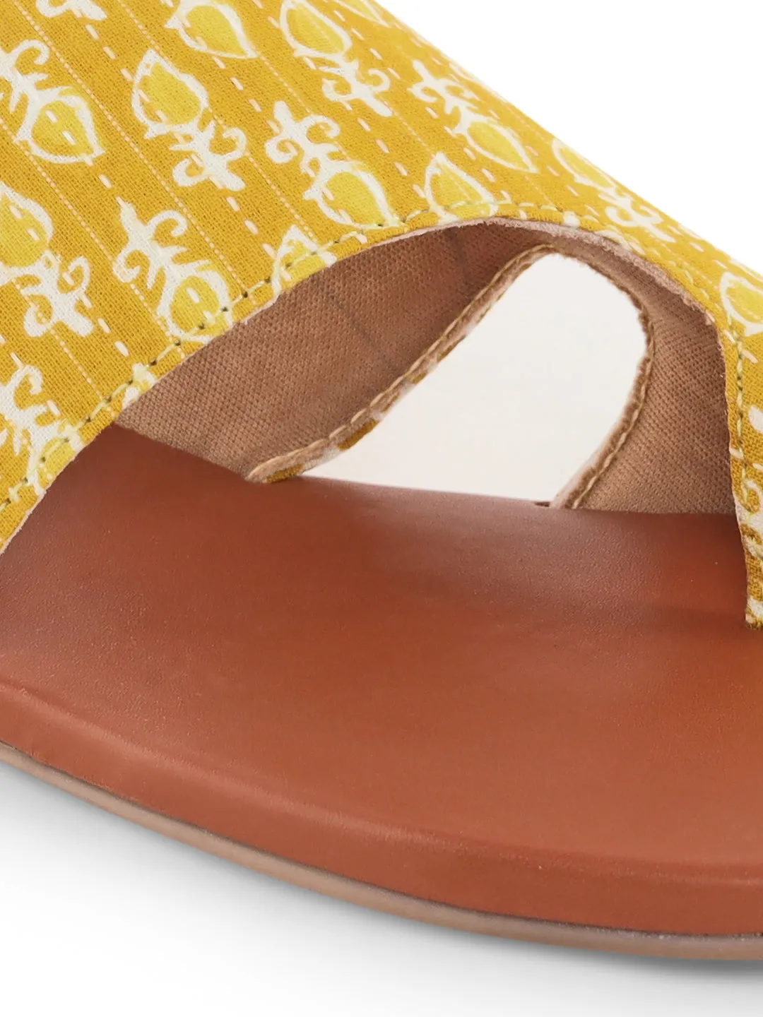 Yellow Block Printed Chappals